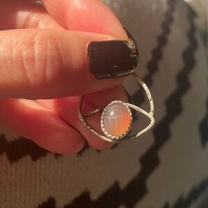 Handmade Sterling Silver peach moonstone Eye Pendant